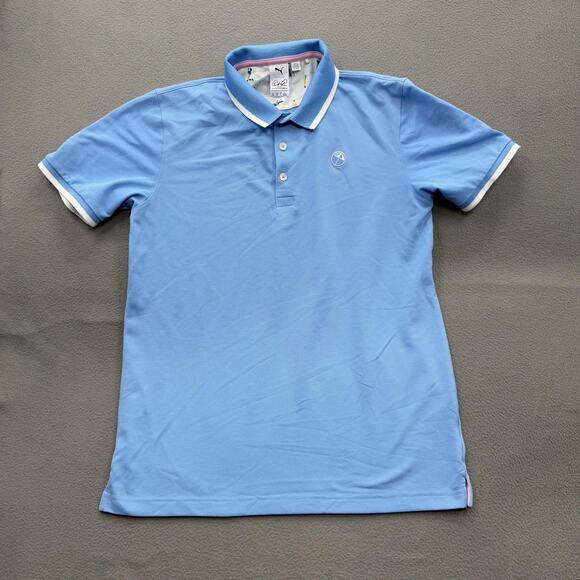 Puma Arnold Palmer Polo Shirt Mens Medium Blue Golf Performance Tipped Collar - Picture 1 of 8